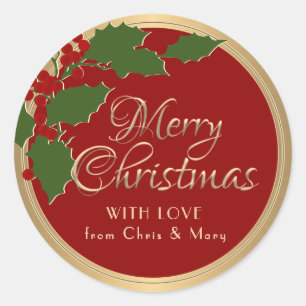 Extravagantes Script Gold Frohe Weihnachten mit Li Runder Aufkleber