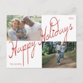 Extravagantes Script Happy Holidays 2 Foto Weihnac Postkarte (Vorderseite)