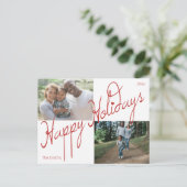 Extravagantes Script Happy Holidays 2 Foto Weihnac Postkarte (Stehend Vorderseite)