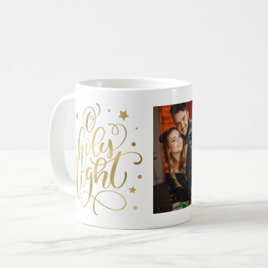 Extravagantes Script "O Holy Night" Weihnachtsfeie Kaffeetasse (Vorderseite Links)