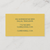 Extravagantes Script Senf Gelb Aquamarin Chic Mini Visitenkarte (Rückseite)