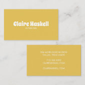 Extravagantes Script Senf Gelber Weißer Chic Minim Visitenkarte (Vorne/Hinten)