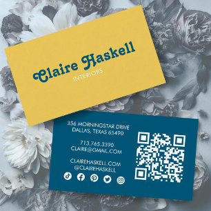 Extravagantes Script Senf Yellow Chic Minimal Soci Visitenkarte