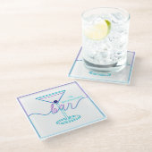 Extravagantes Script Spaß-Farben Spaß-Bar Glasuntersetzer (Schrägansicht)