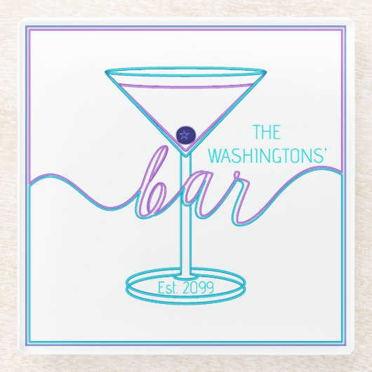 Extravagantes Script Spaß-Farben Spaß-Bar Glasuntersetzer (Vorderseite)