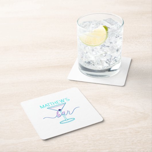 Extravagantes Script Spaß-Farben Spaß-Bar Rechteckiger Pappuntersetzer (Vor Ort)