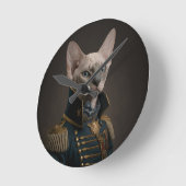 Extravagantes Siamese Kitty Cat Portrait Runde Wanduhr (Winkel)