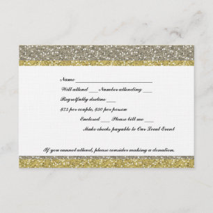 Extravagantes silbernes GoldGlitzer-Blick-Ereignis RSVP Karte