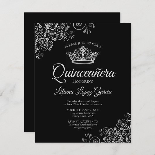 Extravagantes Silver & Black BUDGET - Quinceañera (Vorne/Hinten)