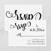 Extravagantes Skript beschriftet schwarzes u. RSVP Karte (Vorne/Hinten)