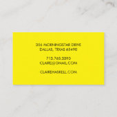 Extravagantes Skript Bold Bright Yellow Chic Minim Visitenkarte (Rückseite)