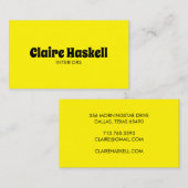 Extravagantes Skript Bold Bright Yellow Chic Minim Visitenkarte (Vorne/Hinten)