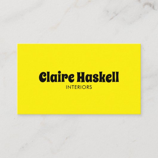 Extravagantes Skript Bold Bright Yellow Chic Minim Visitenkarte (Vorderseite)