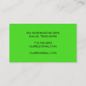 Extravagantes Skript Bold Lime Green Chic Minimal Visitenkarte (Rückseite)