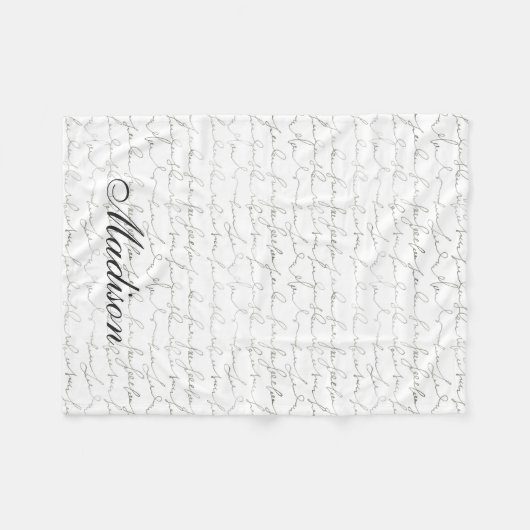 Extravagantes Skript, das Schwarz-weißen Fleecedecke (Vorderseite (Horizontal))