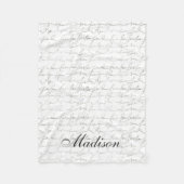 Extravagantes Skript, das Schwarz-weißen Fleecedecke (Vorderseite)