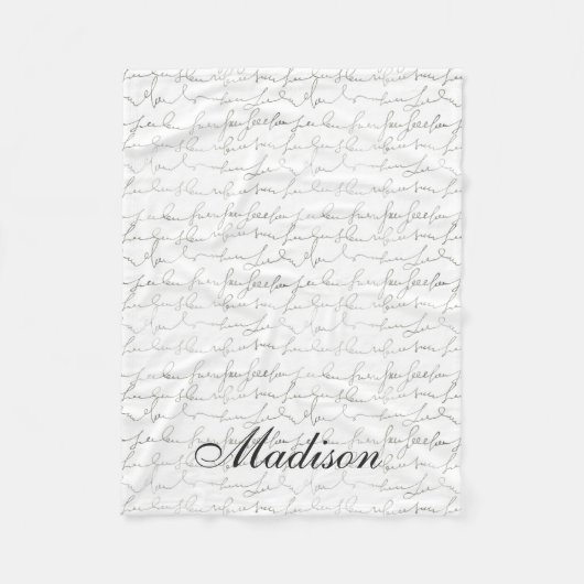 Extravagantes Skript, das Schwarz-weißen Fleecedecke (Vorderseite)