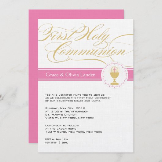 Extravagantes Skript Erste Kommunion Einladungen|  Einladung (Vorne/Hinten)