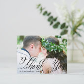 Extravagantes Skript | Foto Wedding Danke Postcard Postkarte (Stehend Vorderseite)