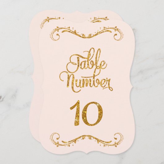 Extravagantes Skript Glitzer Tischnummer 10 Hochze (Vorne/Hinten)