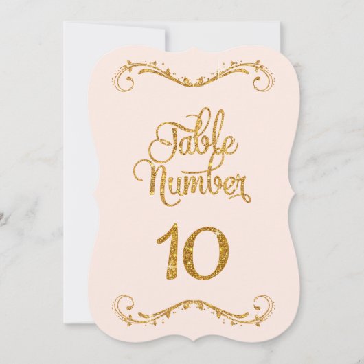 Extravagantes Skript Glitzer Tischnummer 10 Hochze (Vorderseite)