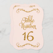 Extravagantes Skript Glitzer Tischnummer 16 Hochze (Vorne/Hinten)