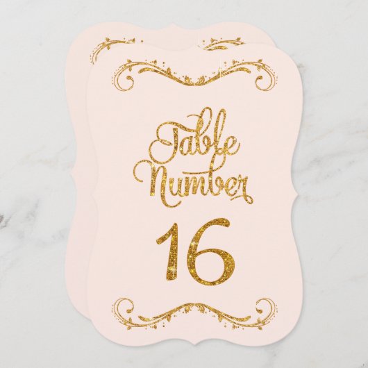 Extravagantes Skript Glitzer Tischnummer 16 Hochze (Vorne/Hinten)