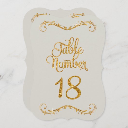 Extravagantes Skript Glitzer Tischnummer 18 Verans (Vorne/Hinten)