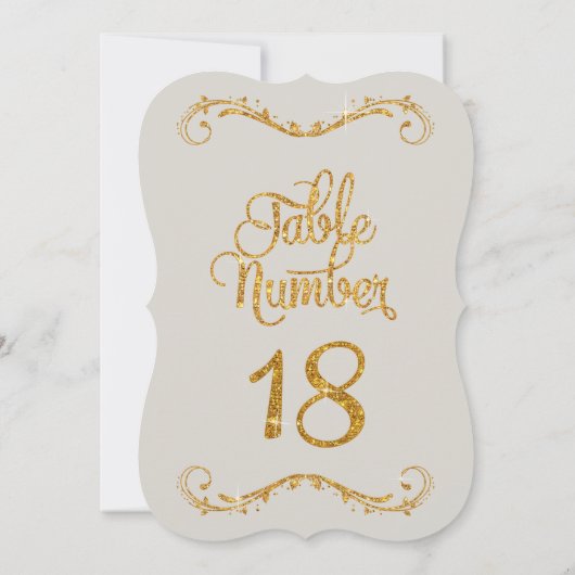 Extravagantes Skript Glitzer Tischnummer 18 Verans (Rückseite)