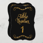 Extravagantes Skript Glitzer Tischnummer 1 Empfang (Vorne/Hinten)