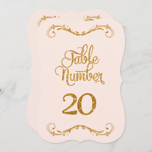 Extravagantes Skript Glitzer Tischnummer 20 Hochze (Vorne/Hinten)