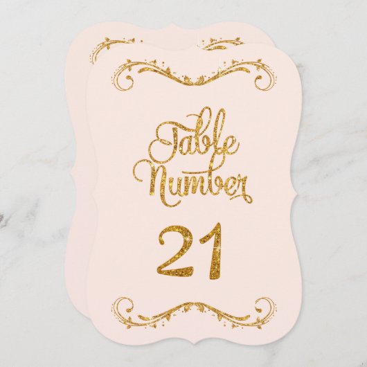 Extravagantes Skript Glitzer Tischnummer 21 Hochze (Vorne/Hinten)