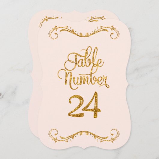 Extravagantes Skript Glitzer Tischnummer 24 Hochze (Vorne/Hinten)