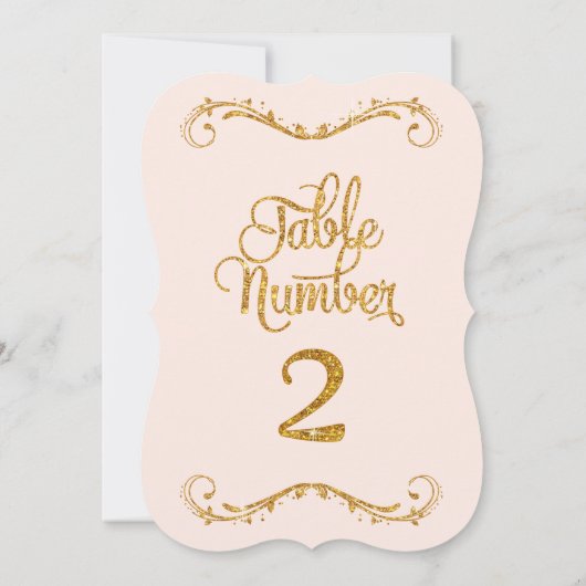 Extravagantes Skript Glitzer Tischnummer 2 Hochzei (Rückseite)