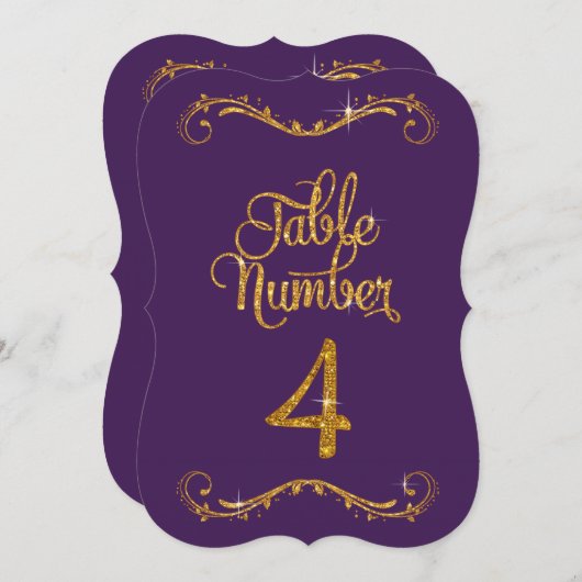 Extravagantes Skript Glitzer Tischnummer 4 Formale (Vorne/Hinten)