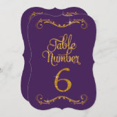 Extravagantes Skript Glitzer Tischnummer 6 Formell (Vorne/Hinten)