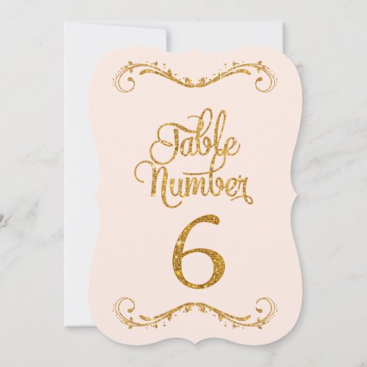 Extravagantes Skript Glitzer Tischnummer 6 Hochzei (Rückseite)