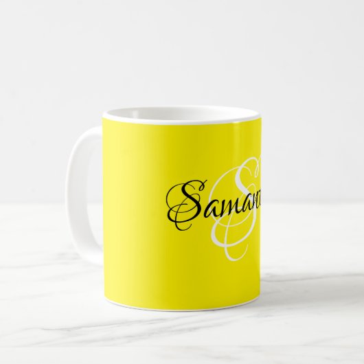 Extravagantes Skript, kundenspezifisch Gelbe Farbe Kaffeetasse (Vorderseite Links)