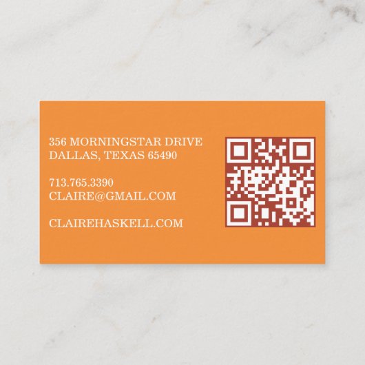 Extravagantes Skript Minimalistischer Herbst QR-Co Visitenkarte (Rückseite)