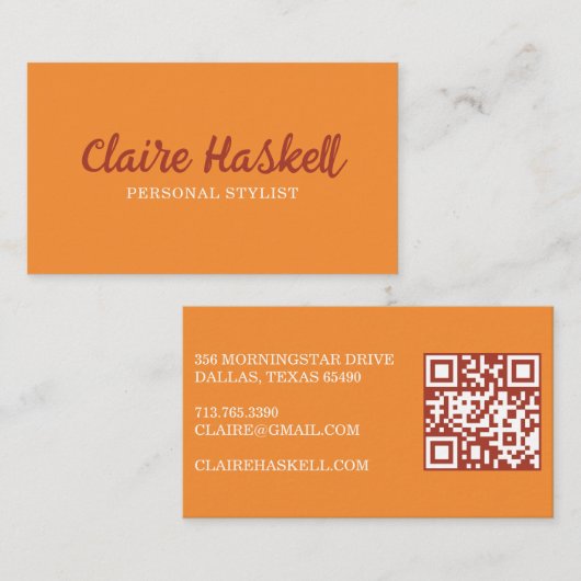 Extravagantes Skript Minimalistischer Herbst QR-Co Visitenkarte (Vorne/Hinten)