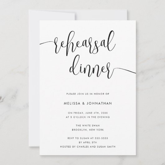 Extravagantes Skript Modernes Probe Abendessen Ein Einladung (Vorderseite)