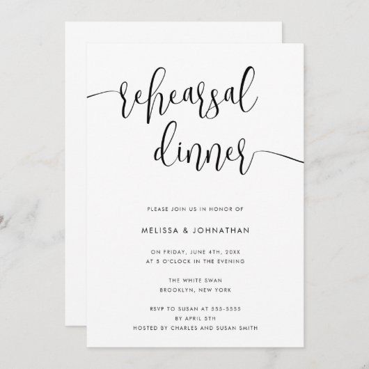 Extravagantes Skript Modernes Probe Abendessen Ein Einladung (Vorne/Hinten)