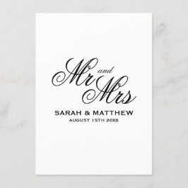 Extravagantes Skript Mr. & Mrs Logo Hochzeitsmenü Menükarte
