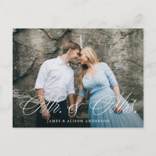 Extravagantes Skript & Mrs. Wedding Elopement Postkarte