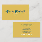 Extravagantes Skript Mustard Yellow Chic Minimal S Visitenkarte (Vorne/Hinten)