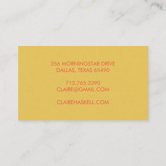 Extravagantes Skript Mustard Yellow Tomato Chic Mi Visitenkarte (Rückseite)
