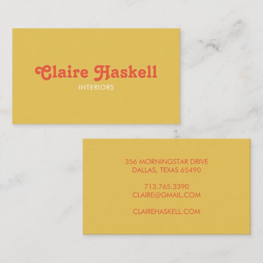 Extravagantes Skript Mustard Yellow Tomato Chic Mi Visitenkarte (Vorne/Hinten)