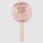 Extravagantes Skript Rosa Glitzer Happy 15. Geburt Fächer (Vorderseite)