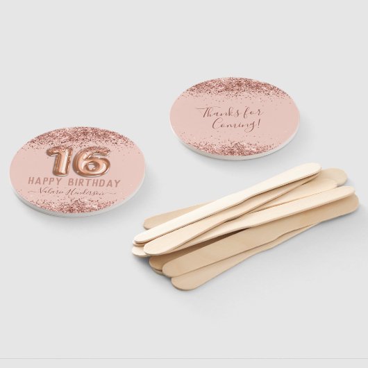 Extravagantes Skript Rosa Glitzer Happy 16. Geburt Fächer (Non-assembled)