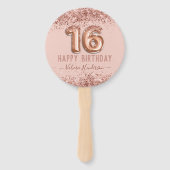 Extravagantes Skript Rosa Glitzer Happy 16. Geburt Fächer (Vorderseite)